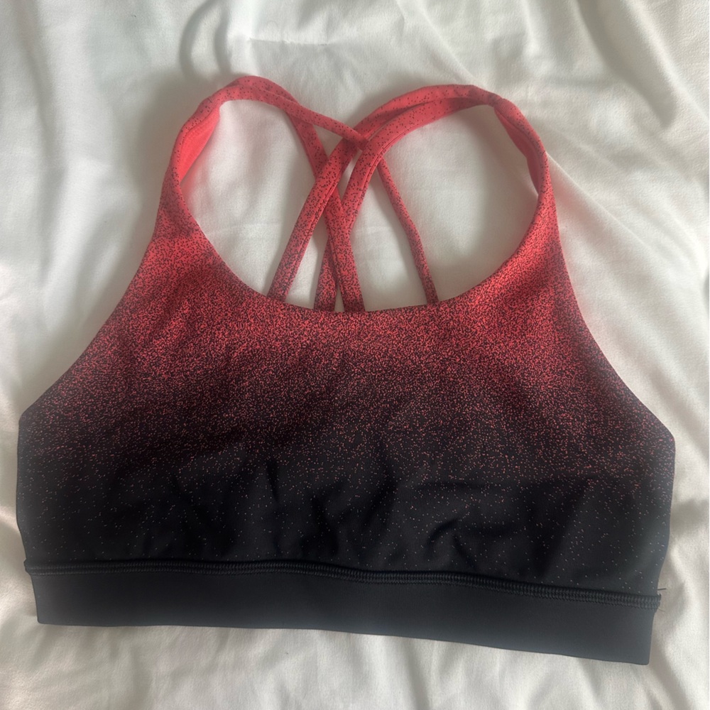 Lululemon Energy Bra Ombre Speckle Stop Jacquard Black Red